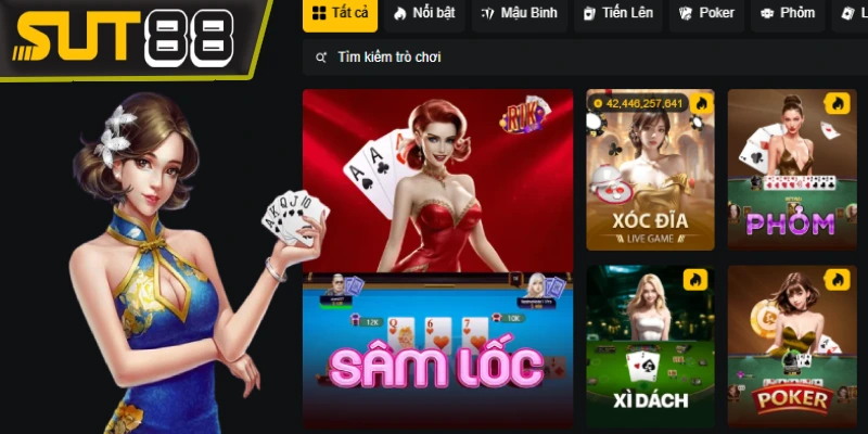 Sảnh game bài SUT88 uy tín, chơi đổi thưởng tiền thật